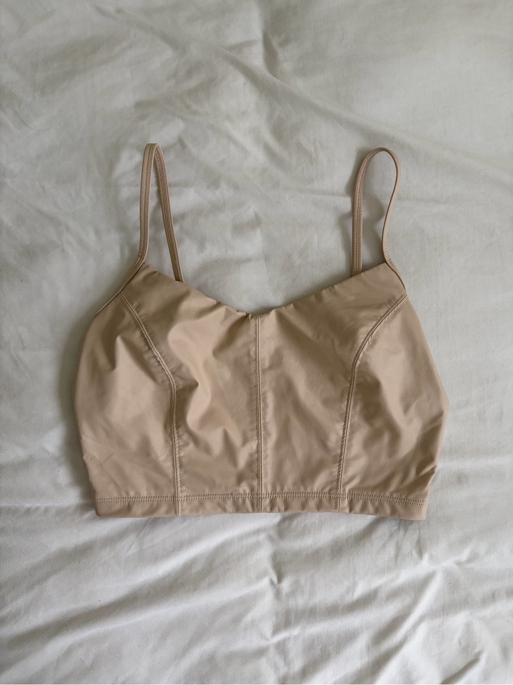Nude Seam-Detail balletcore top with Adjustable Straps